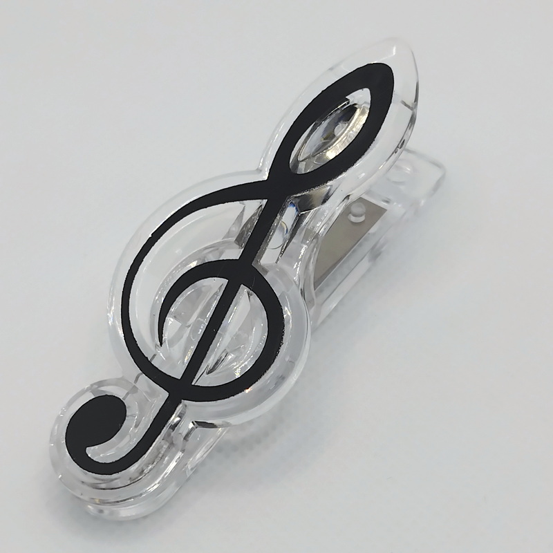 Small Transparent Clip, Black Treble Clef (7cm)