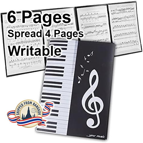 Piano & Music Note Sheet Music Folder – 6 Pages, 4-Page Foldout