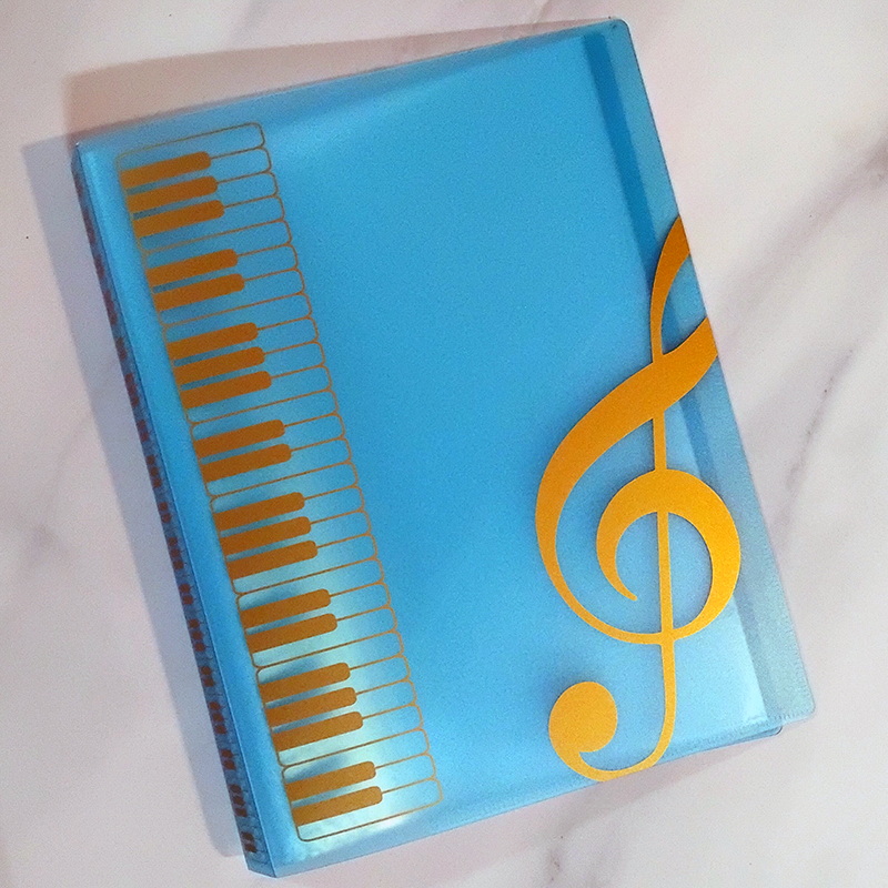 Piano & Clef Design Music Score Folder – 80 Pages (Plastic Sleeves)