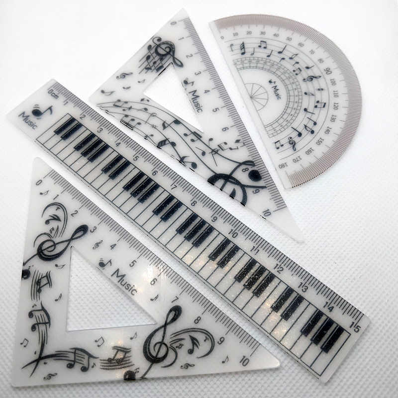 Geometric Ruler Set, Music Pattern (Frosted White) 4 Pieces