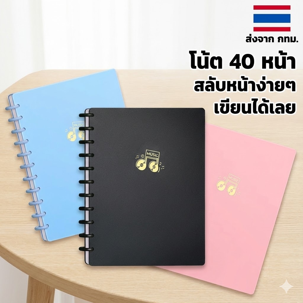 Music Score Binder – 40 Pages, Reorder-Friendly & Writable Sleeves