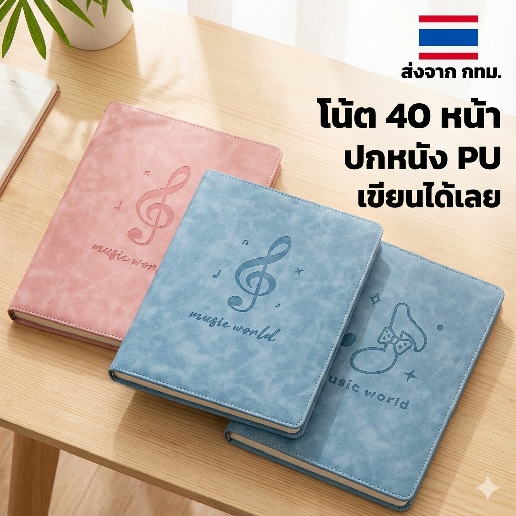 PU Leather Music Score Folder – 40 Pages, Writable Sleeves