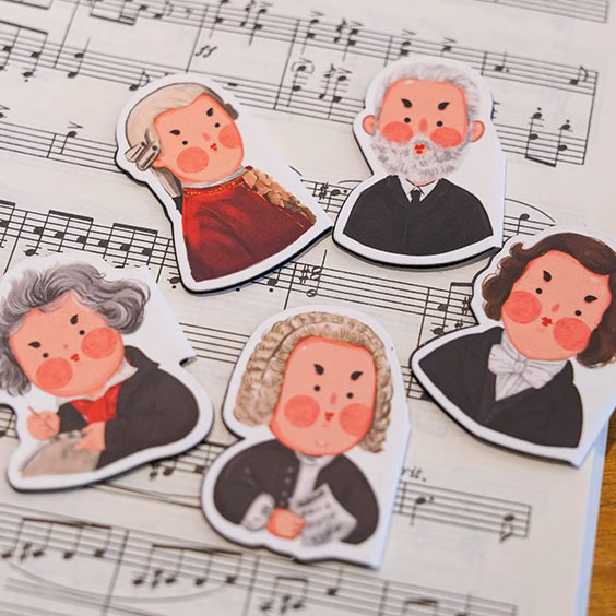 ที่คั่นหน้าหนังสือแม่เหล็ก รูปคีตกวี ขนาดประมาณ 4 x 5 ซ.ม.